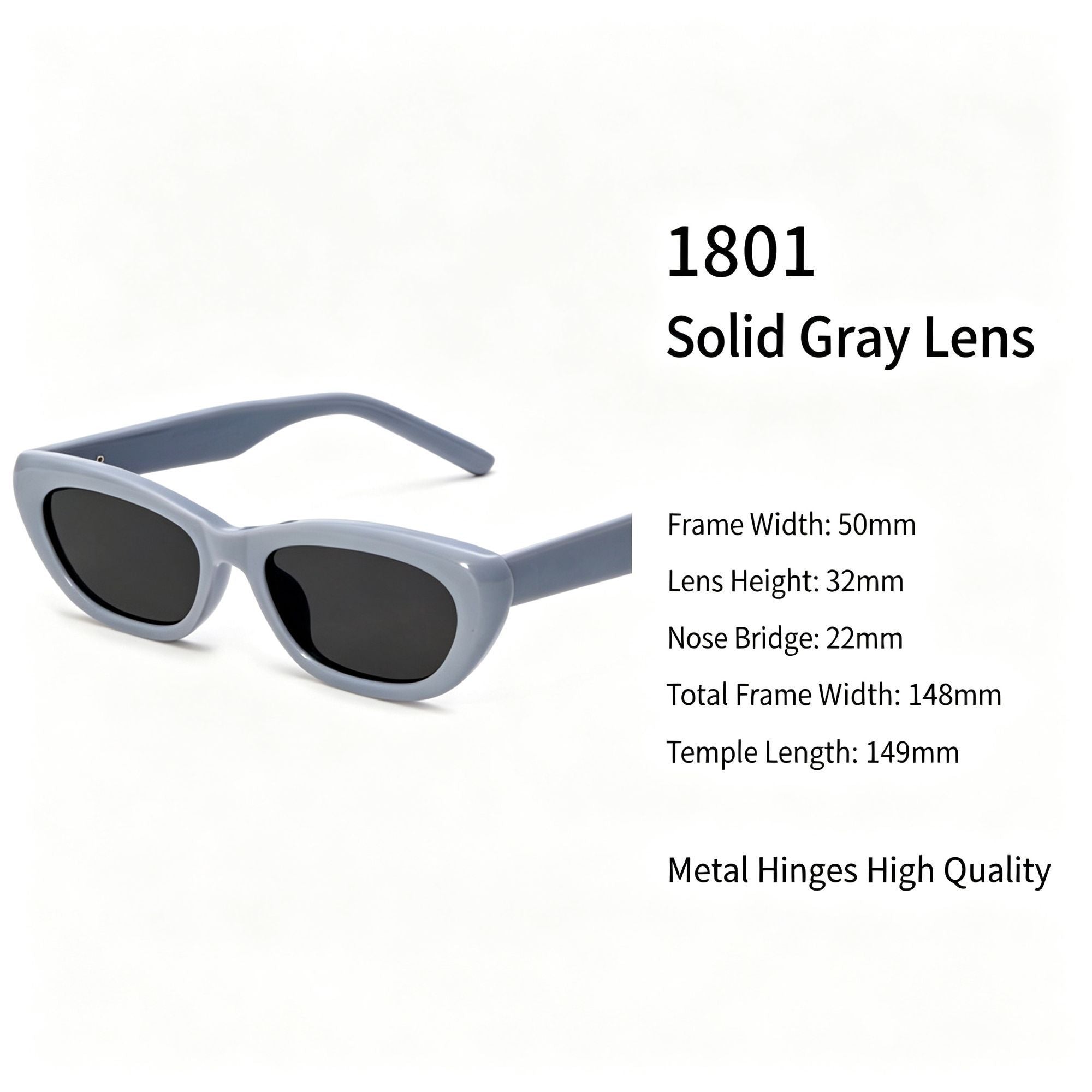 Minimalist Solid Grey Frame Grey Lens Cat Eye Sunglasses UV400 Protection, Matte Finish Business Casual, Perfect Christmas Gift